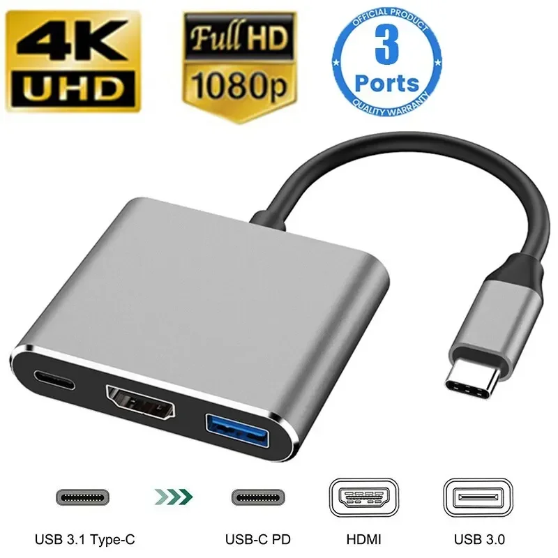 Hdmi Phone Adapter - Adaptador multiporta 3 em 1 tipo